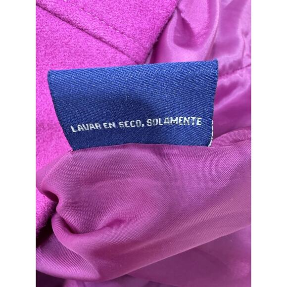 Green With Envy Fuchsia Wool Blend Pea Coat Double Breasted Women’s Size Medium - Picture 7 of 9